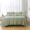 Highland Feather Queen French Linen Duvet Cover Set - Grass Green