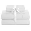 Cuddle Down Deluxe Impressions Collection Portuguese 100% Sateen Finish Cotton Queen 4 Piece Sheet Set - White