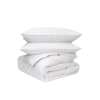Canadian Down & Feather Company WHITE 3 Piece Duvet Cover Set. 100% Cotton, 300 Thread Count, 3-Sided Zipper Closure, QUEEN Size.