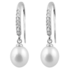 Karing Sterling Silver Hook Earrings with Freshwater Pearls and Cubic Zirconia