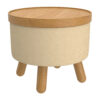 Worldwide Betsy Round Storage Ottoman with Tray - Beige/Natural