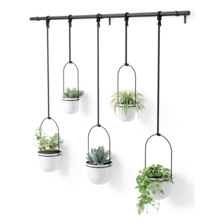 Umbra Triflora Hanging Planter Set of 5 - White/Black