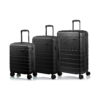 Champs Linen Collection 3 Pc Hard side Expandable Luggage Set, Black