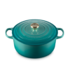 Le Creuset 6.7 L Round Dutch Oven Bleu Riviera Light Gold Knob