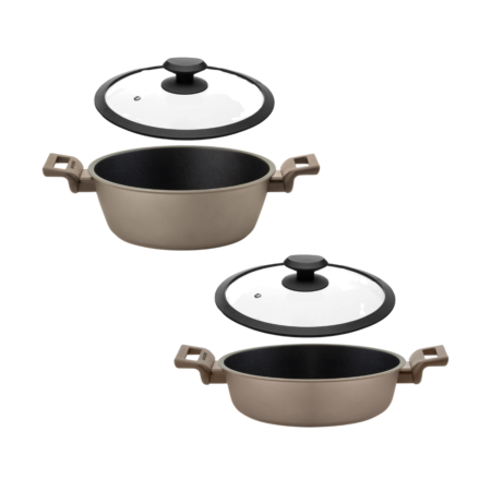 Guzzini Cook & Strong All Surface Non-Stick Casserole and Saucepan 4pc Set - Bronze Finish