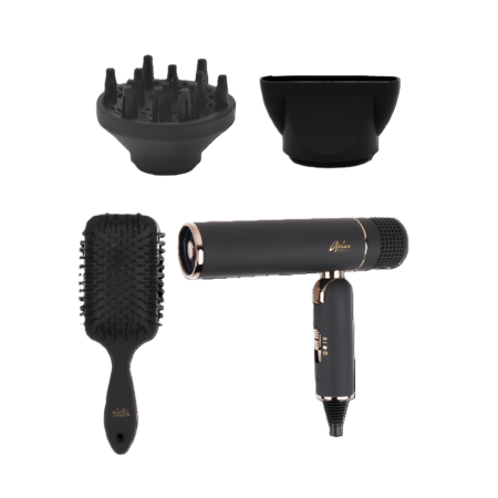 Aria Travel Hair Dryer with Diffuser Set - Black
