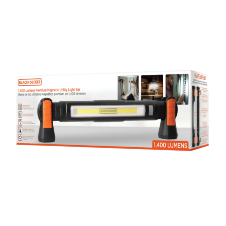 Black & Decker 1400Lm Premium Magnetic Light-Black/Orange