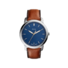 Fossil The Minimalist Slim Three-Hand Light Brown Leather Watch with  Blue Face
