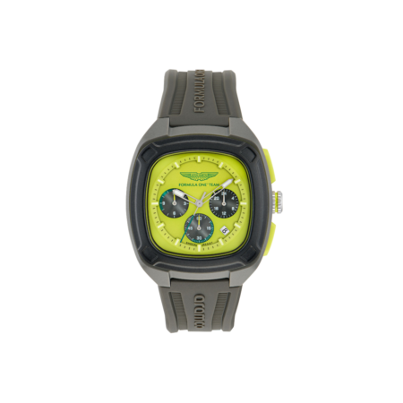 Aston Martin Formula 1 Yellow Dial Men's Silicone Strap Watch - 44mm